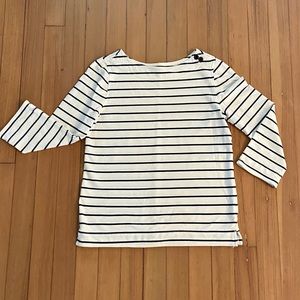 Blue and White Striped Boat Neck Top